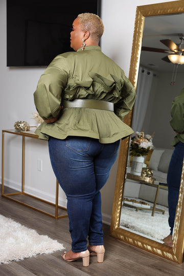LuxE9 Layered Ruffles Top Olive